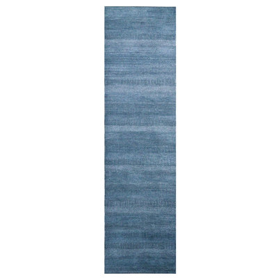 Tapis de couloir 2 pi 9 po x 11 pi 4 po bleu sarcelle, Gabbeh en laine tissée dense et soie noué à la main de style oriental 09816E6CCEC34B34947E9A7609188A16