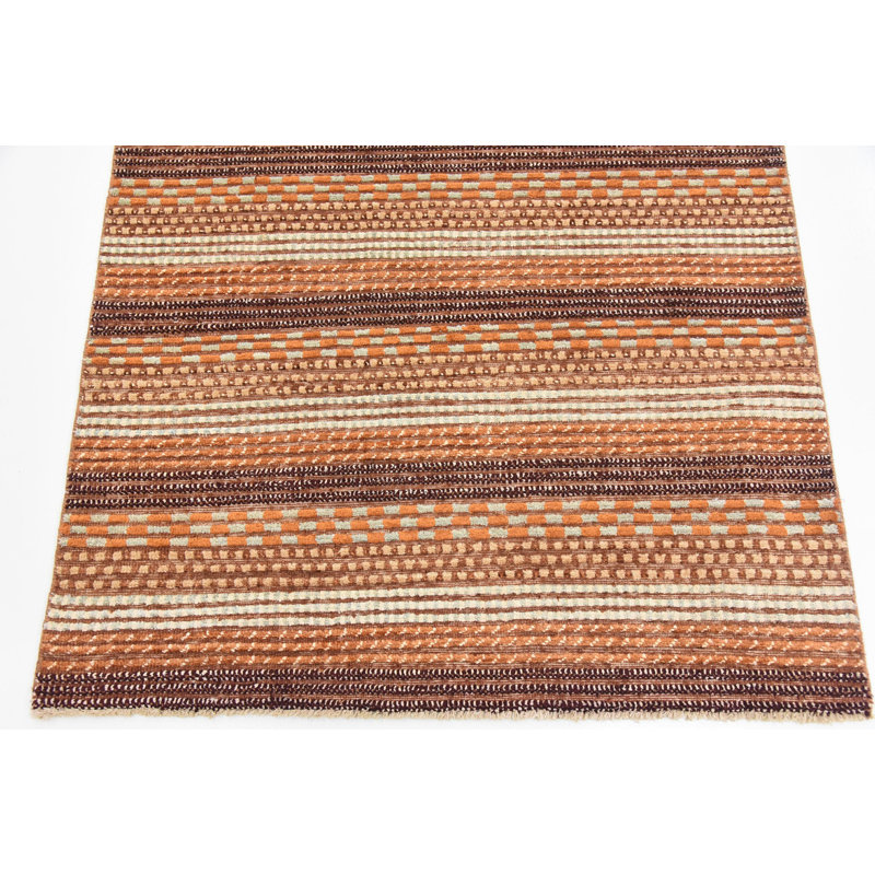 Tapis de zone one-of-kind à la main noué la new age orange 4 pi x 6 po Nash
