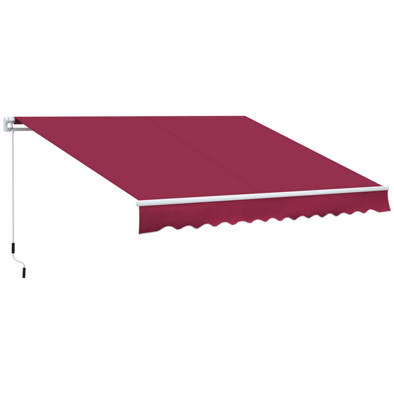 Outsunny Retractable Awning Patio Awnings Sun Shade Shelter With Manual Crank Handle, 280G/M² UV & Water-Resistant Fabric And Aluminum Frame For Deck, Balcony, Yard