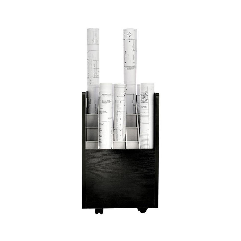20-Slot Mobile Rolling Wood Blueprint Roll File Large Document Organizer AdirOffice Color: Black