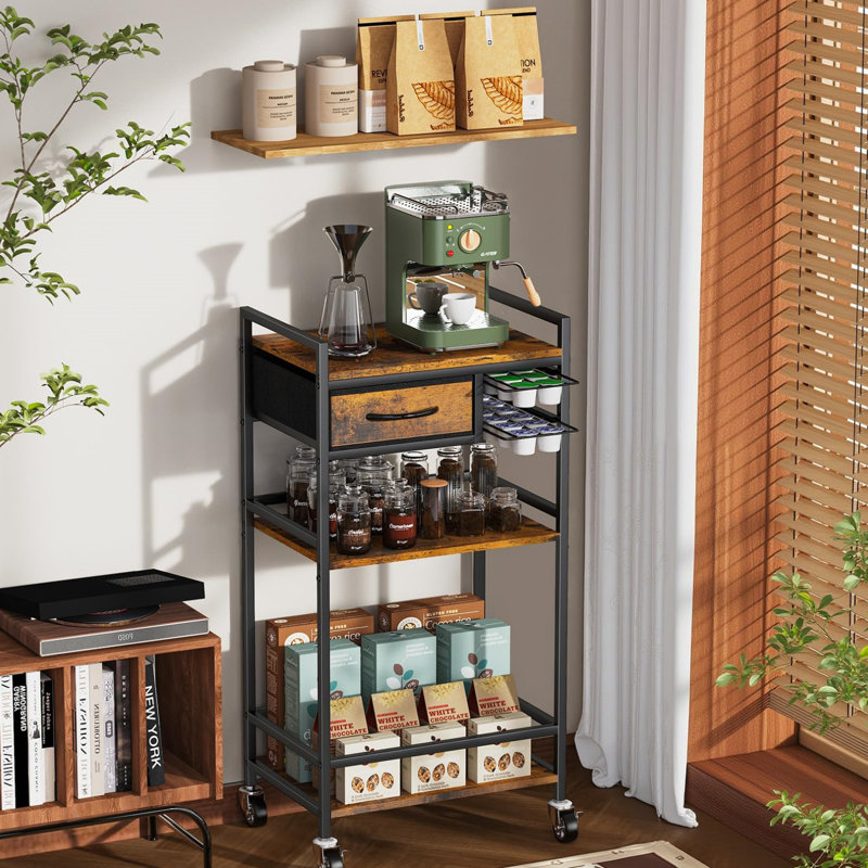 Coffee Station Cabinet with Pod Drawers, Rustic Brown