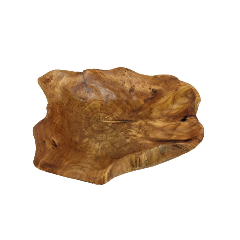 Handcrafted Medium Brown Shan Mu Wood Decorative Bowl
