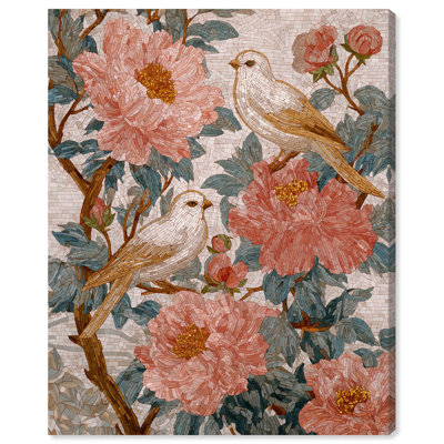 Duet of Doves Floral Decor Canvas Print by Art Remedy