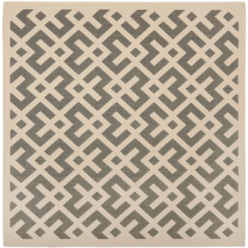 Arneshia Handwoven Flatweave Gray/Bone Indoor/Outdoor Area Rug, Square 4'