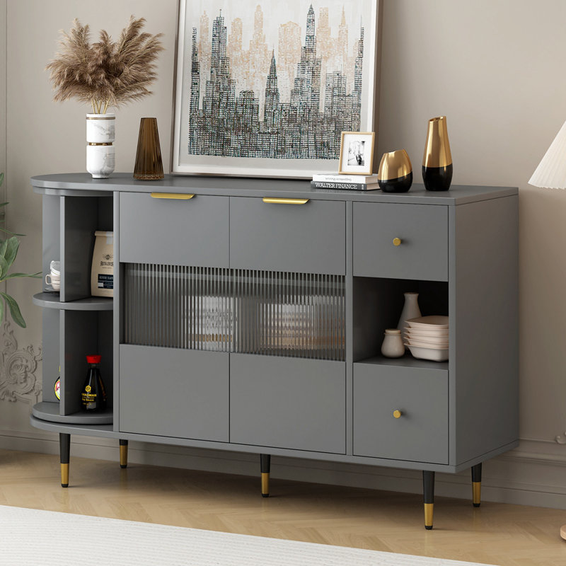Armoire d'appoint avec tablettes réglables Jonnelle, Gris