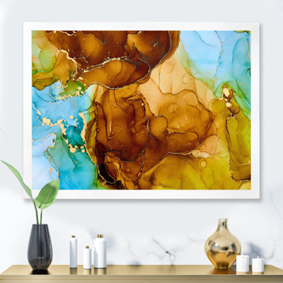 «Brown and Turquoise Luxury Abstract Fluid II», peinture sur toile
