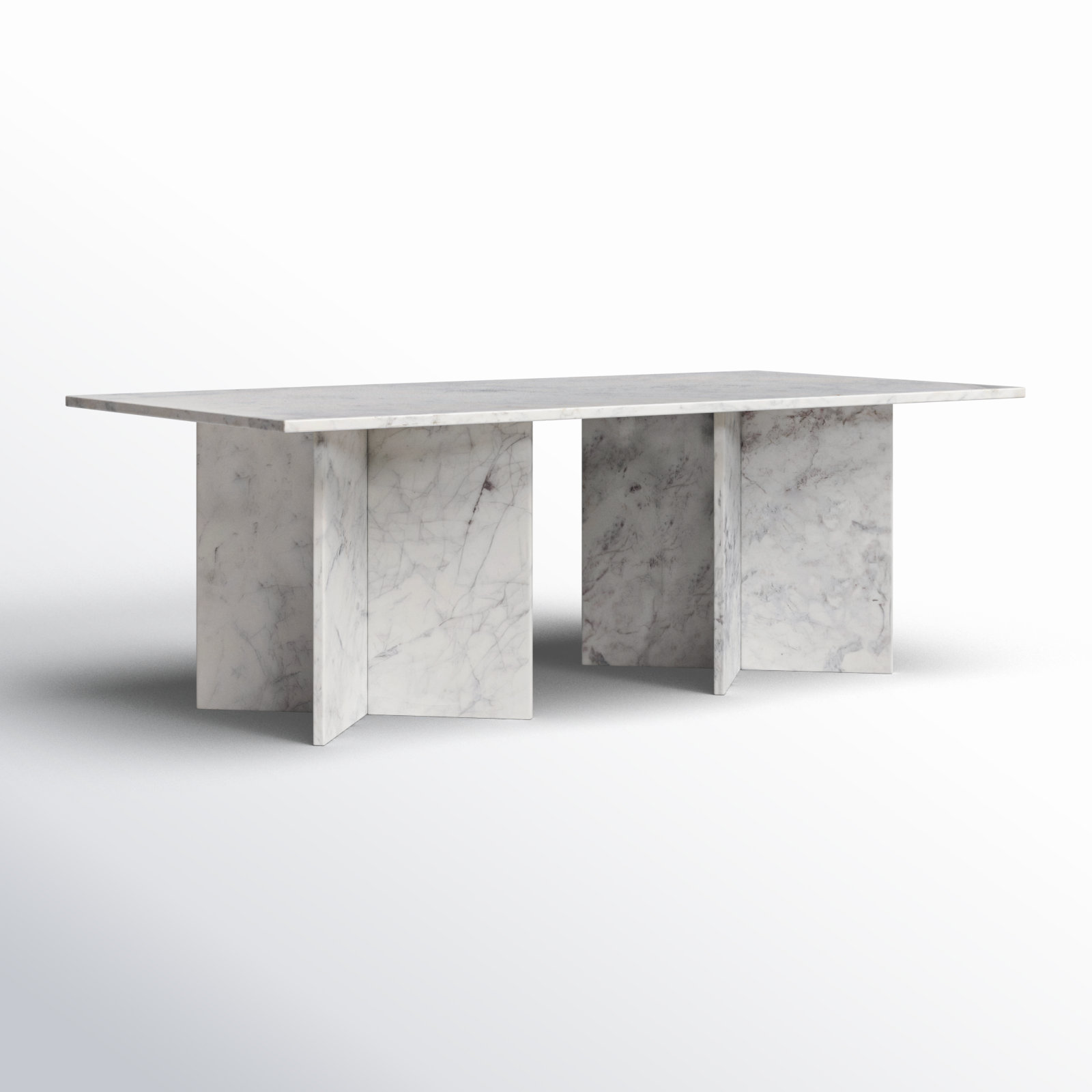 Verona 48" Genuine Marble Coffee Table, White Marble