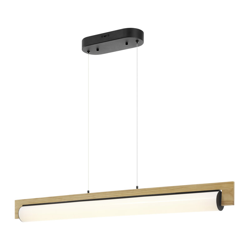 Lustre linéaire noir et bois satiné