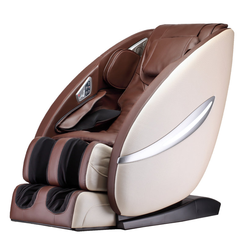 Fauteuil de massage chauffant inclinable en similicuir à largeur réglable et chauffant, Brun