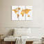 «World Map Light Gold World Map», reproduction sur toile 3 pièces par Enchanté Designs-93059588