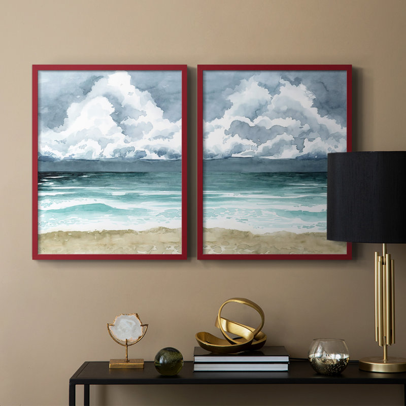 Impression encadrée South Beach Storm I-Premium - prête à être accrochée - aucun clou requis - aucun clou requis, Rouge