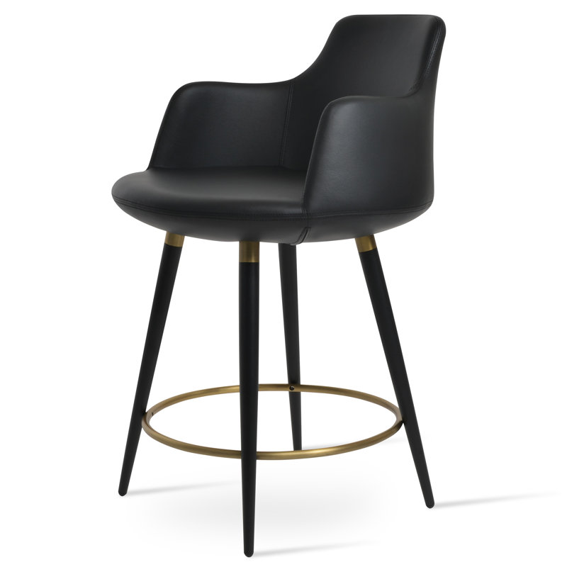 Tabouret de bar et de comptoir Dervish Ana, Tabouret de bar (hauteur d'assise de 29,5 po), Noir, Orange