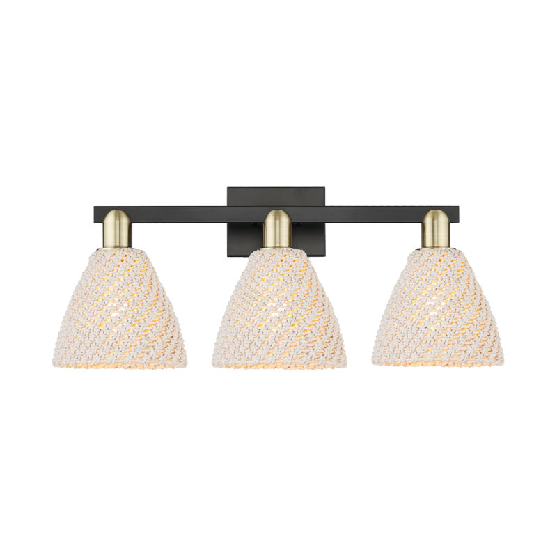 Éclairage pour meuble-lavabo avec abat-jour en fibres naturelles Ciesla, H 11,25 po x l 26 po x P 8 po, Trois lumières