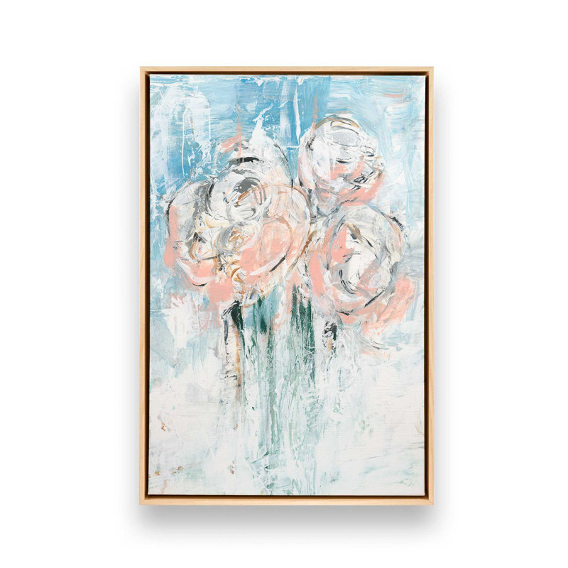 «Abstract Blush Bouquet II» par Ethan Harper, reproduction d'art, Tanné, «Floater», reproduction encadrée sans passe-par