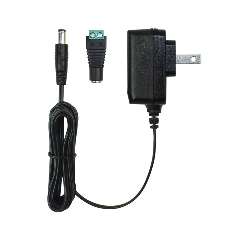 Wall Mount Power Supply Plug with Barrel & Terminal Connector 12V DC, 12W, 12