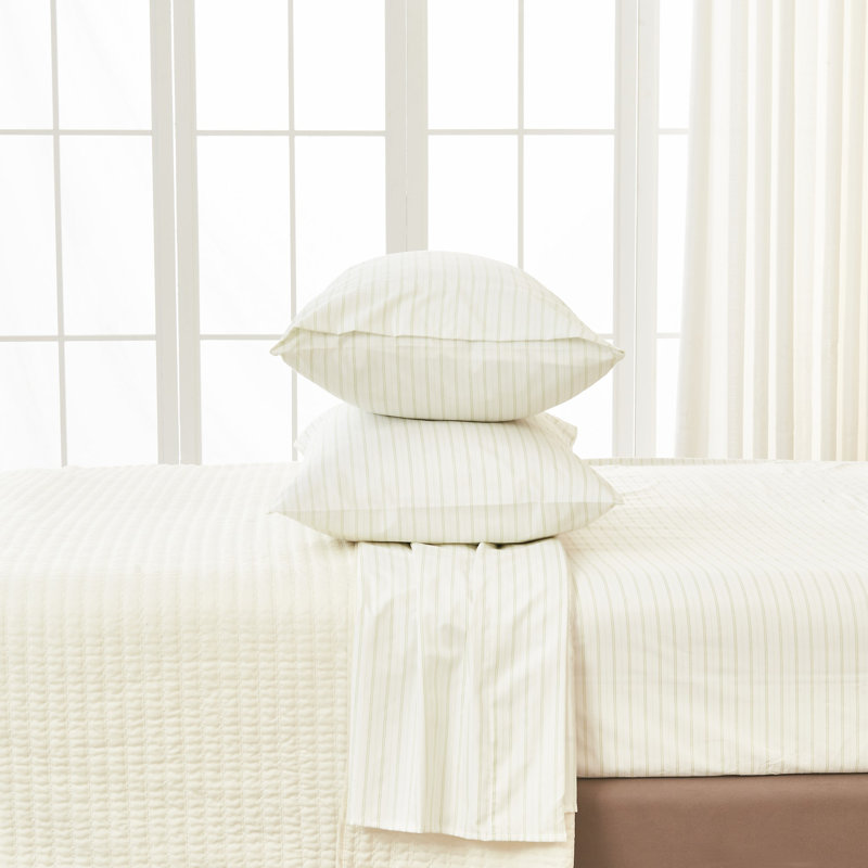 Laurel Green Twin Striped Microfiber Sheet Set