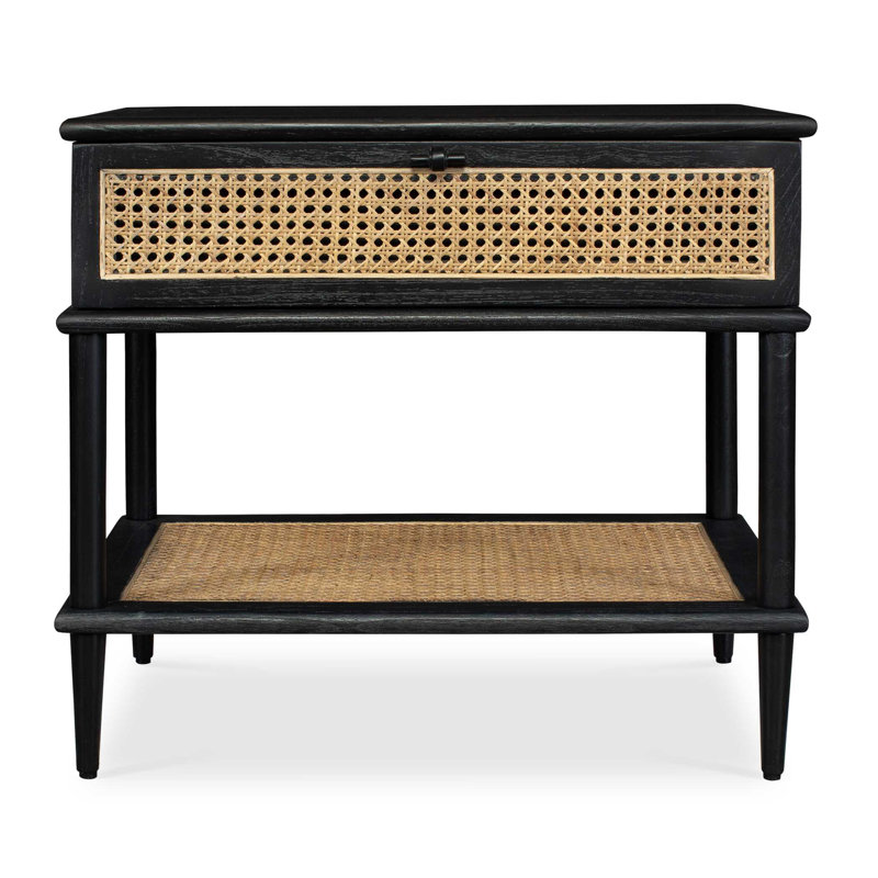 Uttermost Coast Black Rattan Side Table, Black