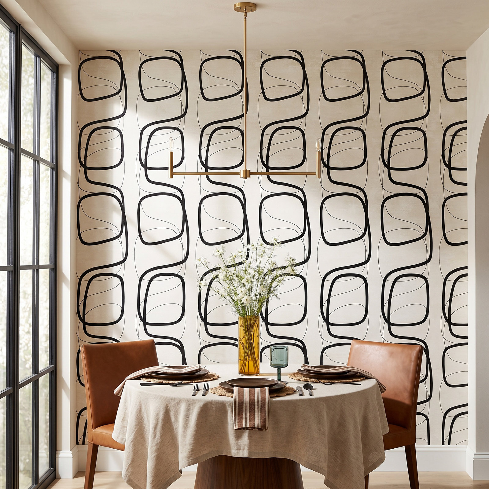 Lianna Modern Abstract Wallpaper, Black