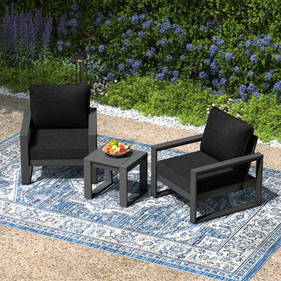 Patio Sectional 3-Piece Deep Seating Set With Frame
