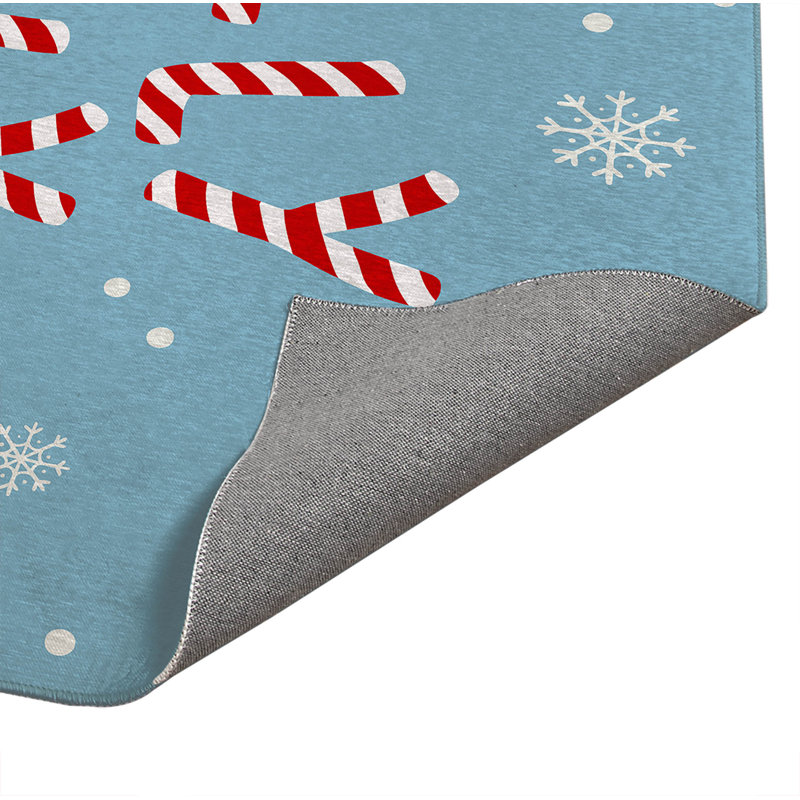 Tapis de cuisine Holly Jolly, Bleu, Rectangulaire 2 pi x 3 pi