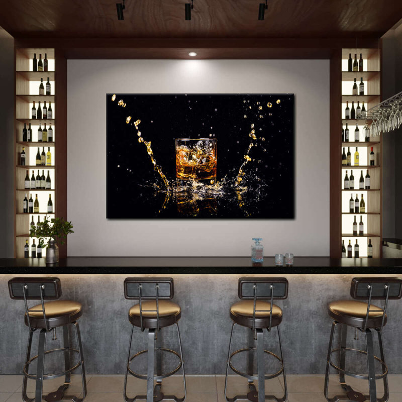 Impression sur toile Whiskey Splash, H 39 po x l 26 po x P 1,25 po