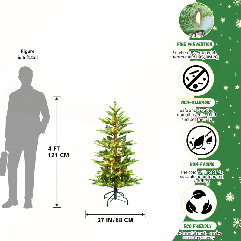 Arbre de Noël 4 pi avec 100 lumières DEL blanc chaud, 4'