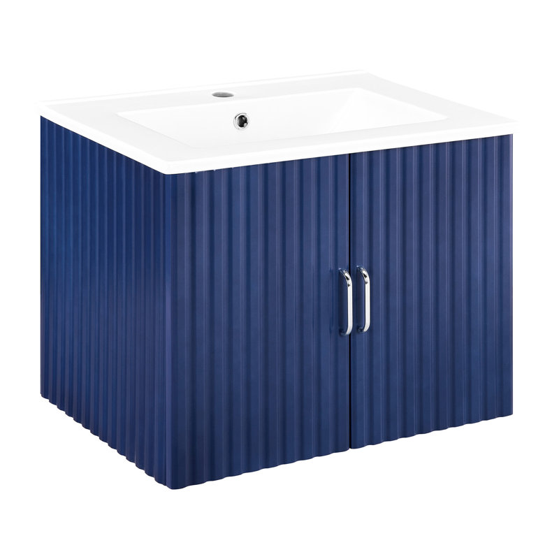 Meuble-lavabo mural 24 po avec lavabo en céramique et fermeture en douceur - Élégant, résistant et fonctionnel