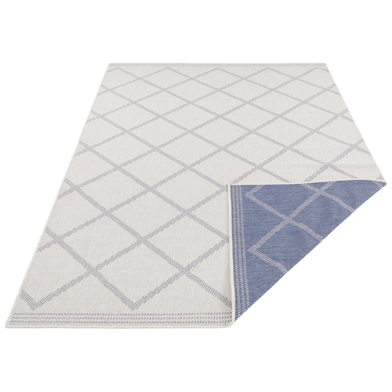 Cebu Flatweave Blue Rug, Rectangle 80 x 150cm