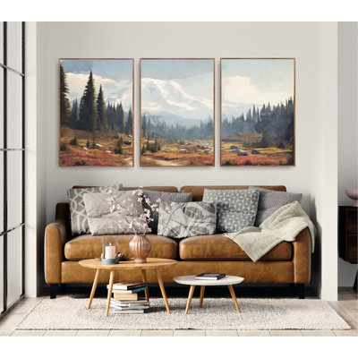 Mount Rainer National Park, Set of 3 Watercolor Prints, Mountains