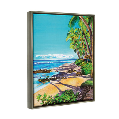 «Dovecove Tropical Shore», paysage encadré sur toile flottante par Julia Mcgrath