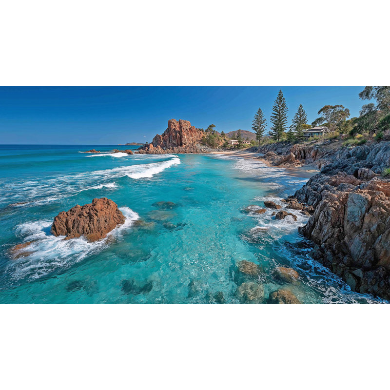 «Turquoise Coastline», art mural sur toile tendue, H 27,5 po x l 55 po