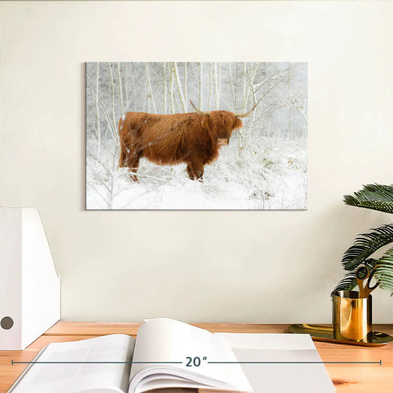 Winter Highland Cow, 8'' H x 12'' W