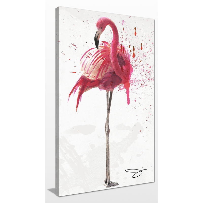 Flamant II - impression sur toile tendue, H 48 po x l 28 po