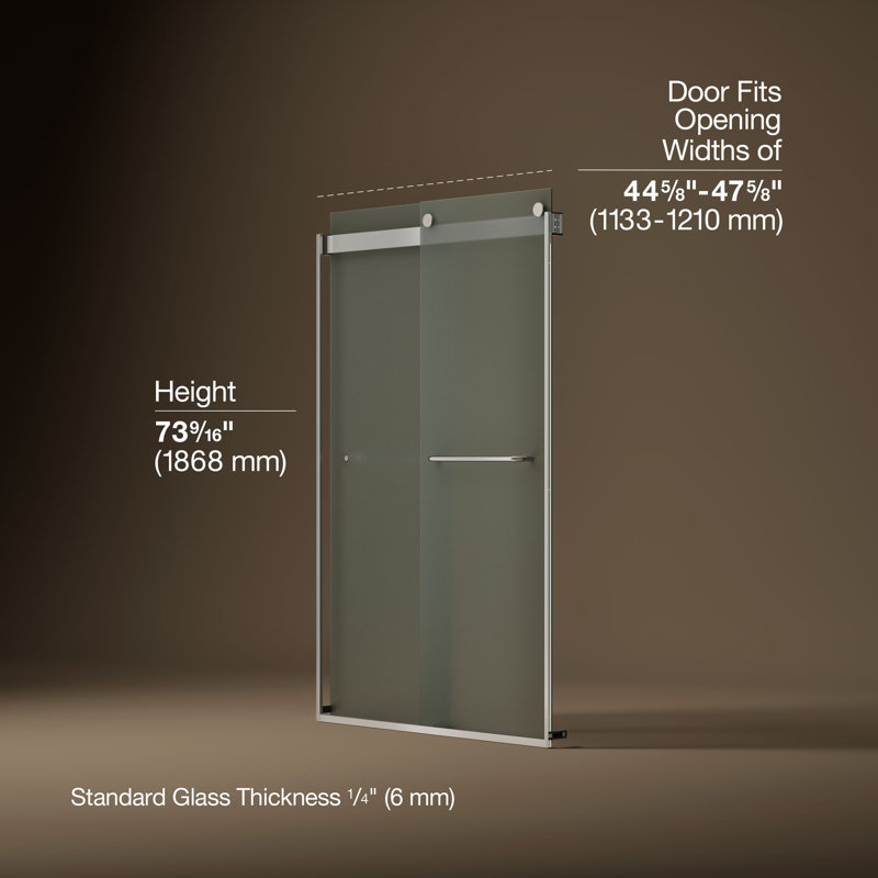 Levity 47.63" x 74" Bypass Shower Door with CleanCoat® Technology, Matte Nickel, Frosted