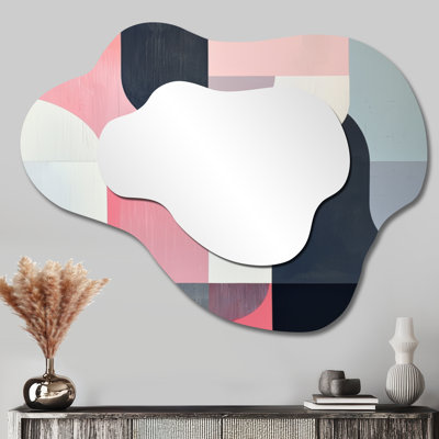 Forme géométrique pure sable géométrique - miroir mural géométrique asymétrique, miroir de meuble-lavabo moderne, imprimé sur métal