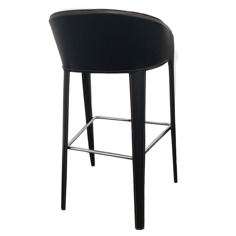 Steinmann Upholstered Counter Stool with Metal Frame, Black, Black, Bar Stool (28" Seat Height)