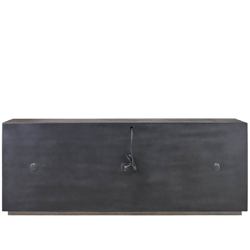 Modern Blossom 96" Wide Dark Oak Leather Petal Credenza