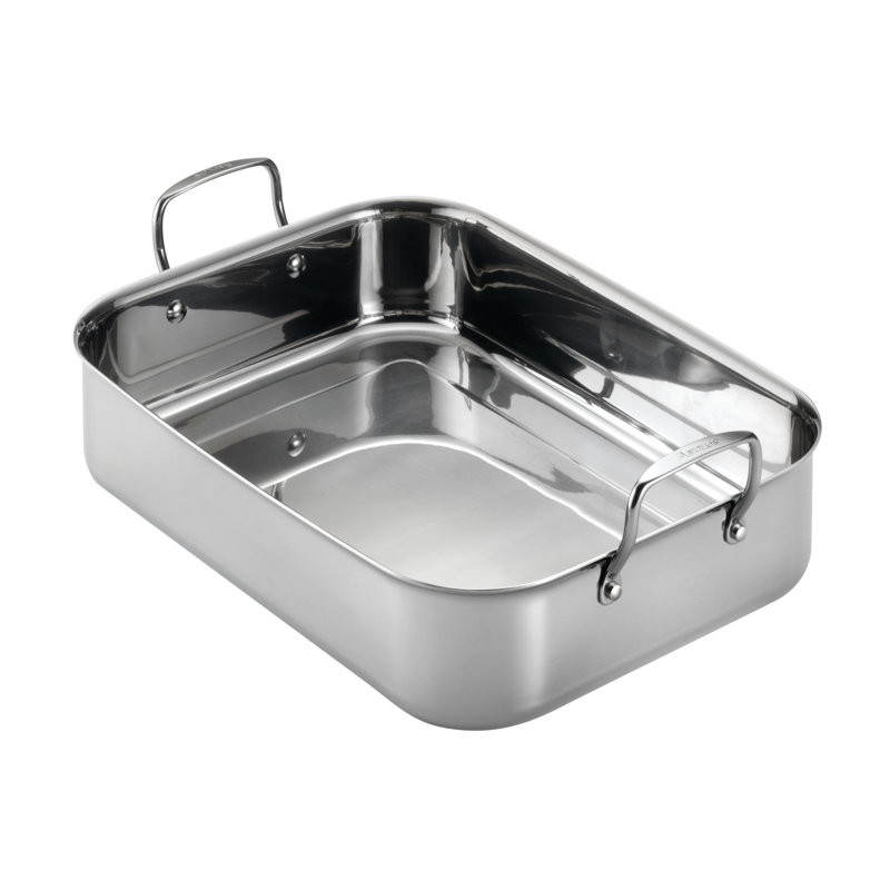 Anolon Tri-Ply Clad Stainless Steel Roaster / Roasting Pan with Nonstick Rack, 17-Inch x 12.5-Inch