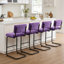 Tabouret de bar / tabouret de bar en velours capitonné à dossier bas Franca (ensemble de 4)-130899579-130899582