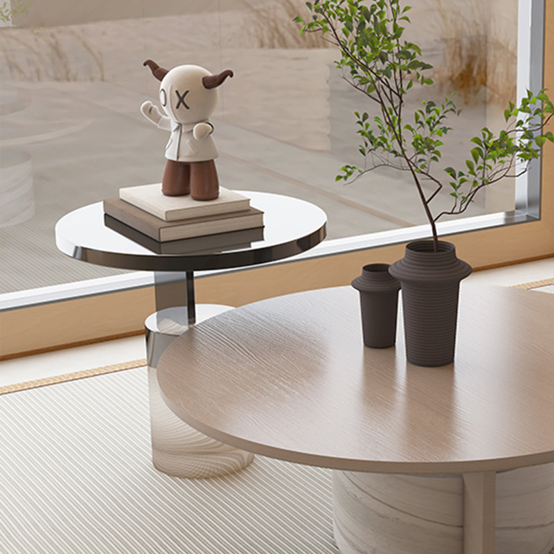 Table à thé ronde en bois massif