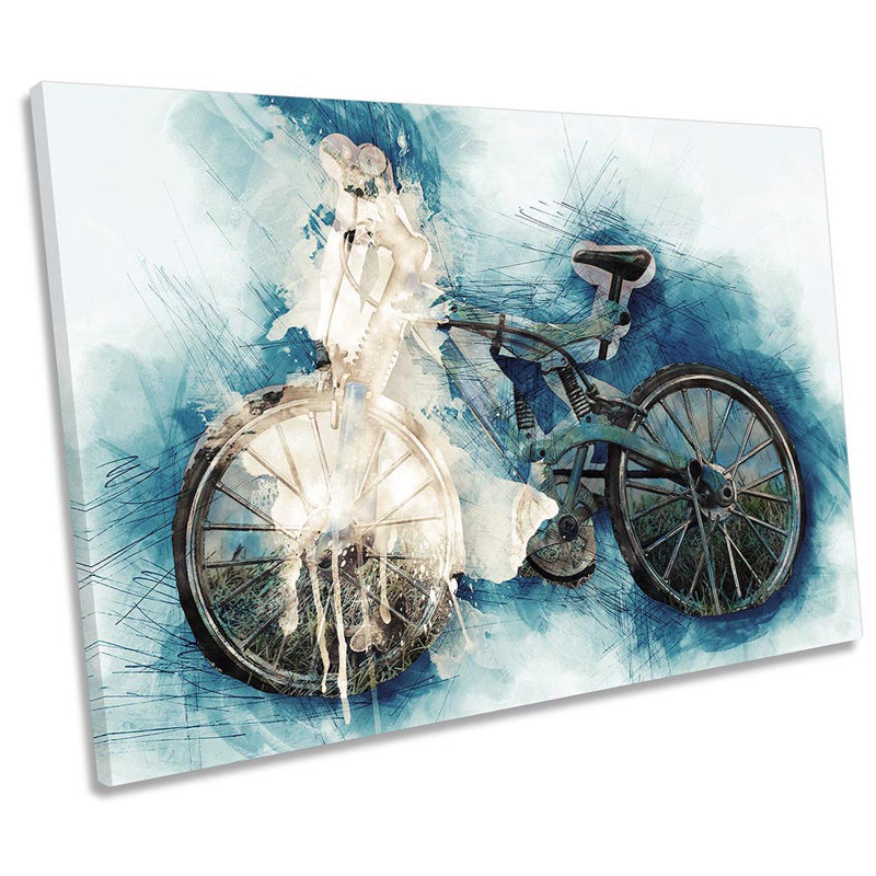 Modern Bicycle Bike Blue - Wrapped Canvas Print, 30.5cm H x 45.7cm W x 2cm D