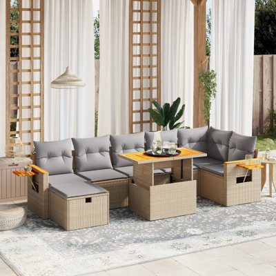  Ensemble de canapé de jardin beige, gris clair