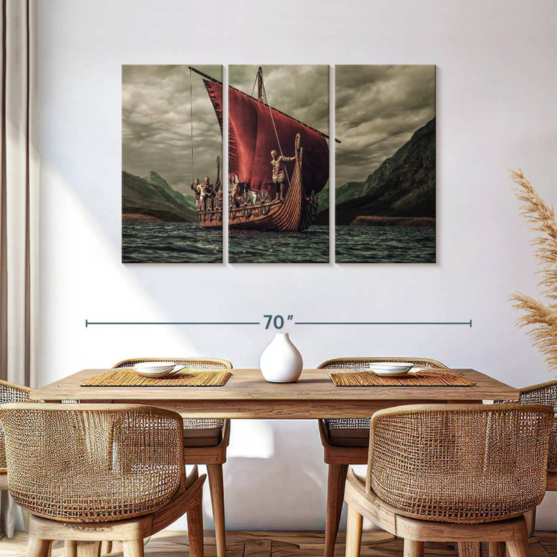 Mehar Vikings On Drakkar Boat, 36" H x 57" W