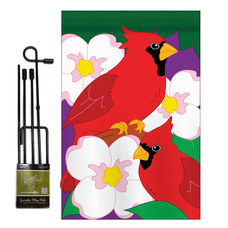 Simple cardinals, les oiseaux sont en polyester de 2 côtés 19 po x 13 po. drapeau de jardin