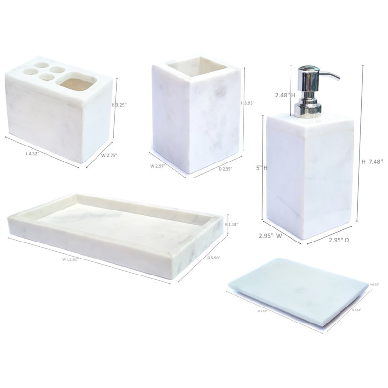 Earna Marble Bathroom Accessory Set