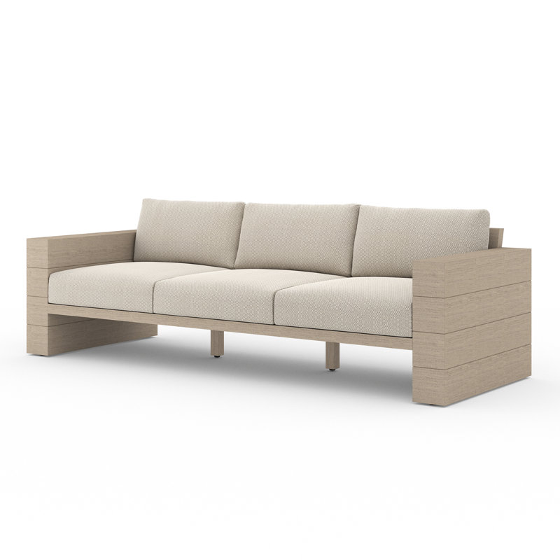 Tsubaki 96" Wide Patio Sofa, Washed Brown, Charcoal Polypropylene/Olefin
