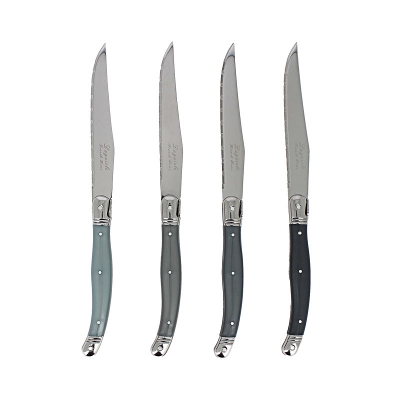 Ensemble de 4 couteaux à steak Laguiole French Home, gris