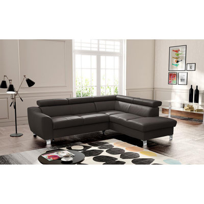 Avaiya Leather Corner Sofa with Sleeping Function and Storage