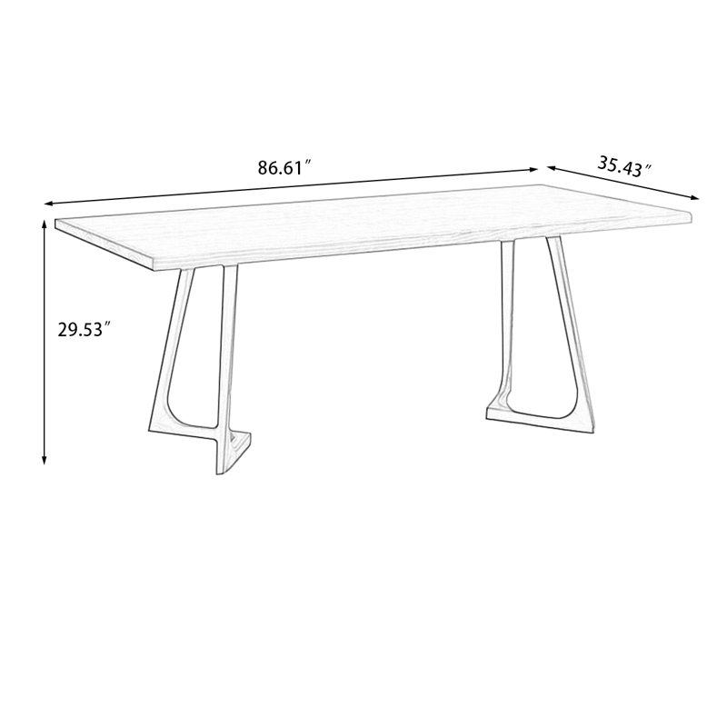 Brown Rectangular Solid Wood Dining Table, 29.53"H x 86.61"L x 35.43"W
