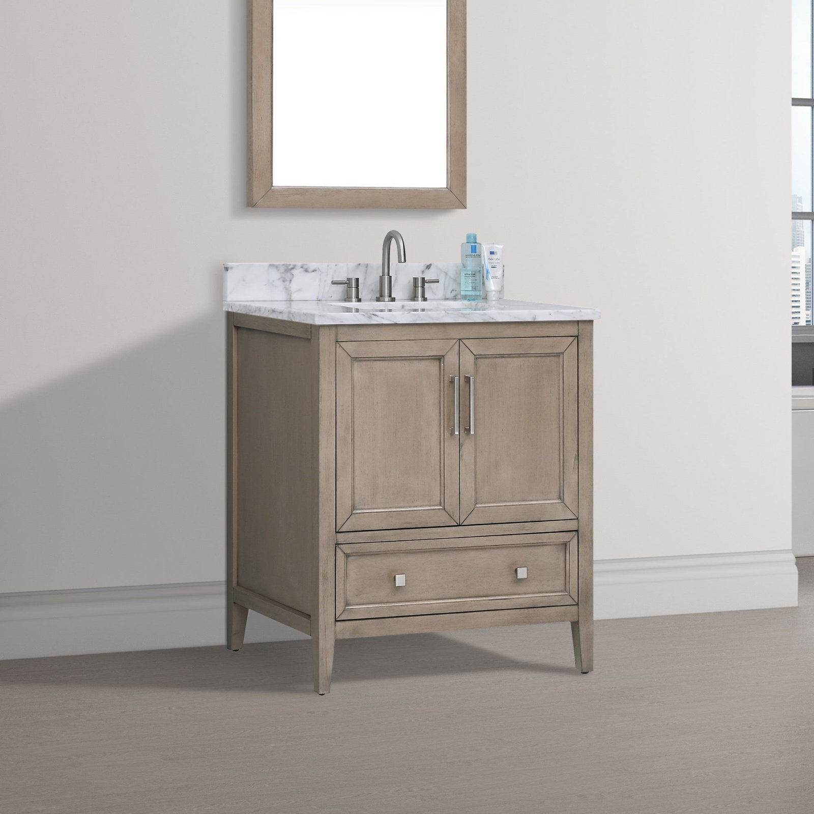 Murrieta 30'' Single Bathroom Vanity Base, Gray Oak